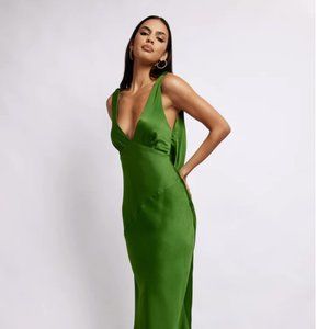 Meshki Nadia Maxi Satin Dress in Emerald